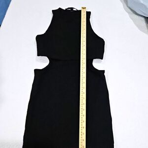DELAOSTIA Women’s Black Solid Knit High Neck Sleeveless Cutout Mini Dress IT 40